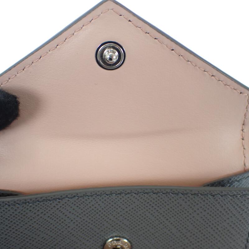 PRADA  1MH021 Tri-fold wallet gray Safiano Women