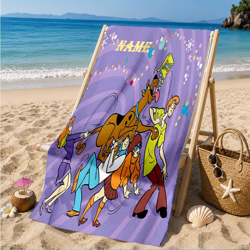 Custom Name Scooby dog Microfiber Beach Towel, Quick-Dry, for Summer Travel, Beach Essential, Picnic Essentials, Swimming Pool