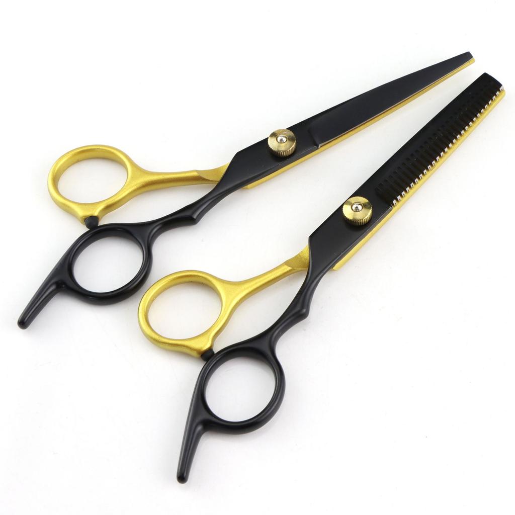 6.0 Inch Black And Gold Hair Scissors, Flat Scissors, Bangs Scissors
