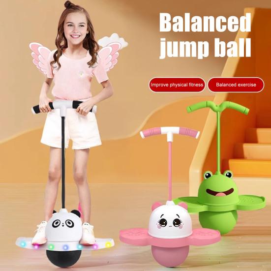 Balance Jumping Ball for Kids Panda Frog Bouncing Ball with Handle & Pump Pogo Sticks Core Strength Motor Skills Coordination Trainer