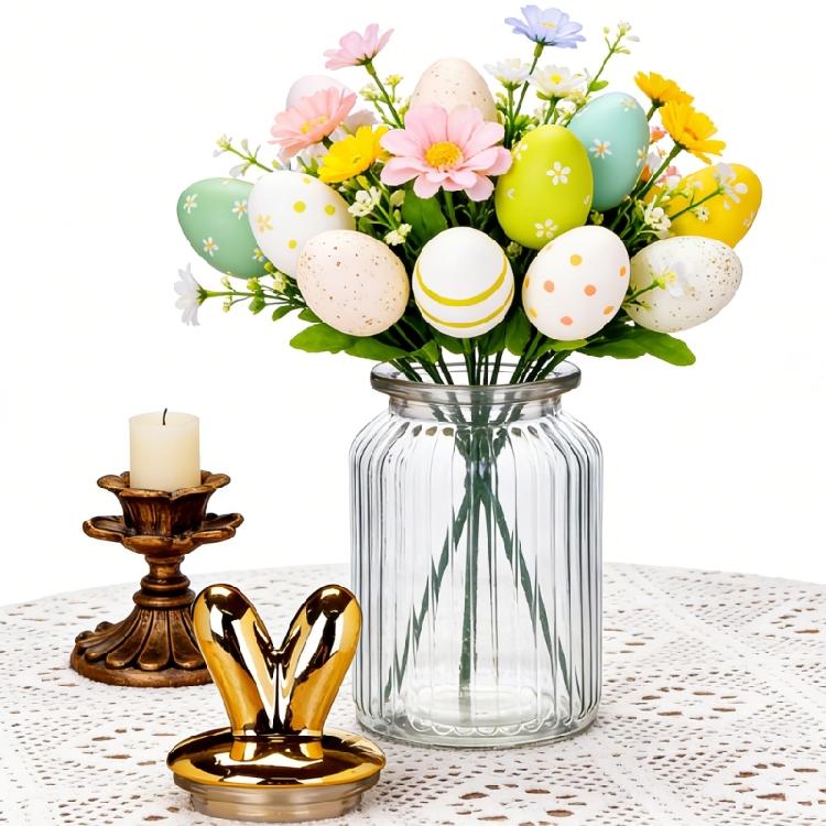 Glass Jars with Ceramic Bunnies Ear Lid Airtight Glass Container Easter Table Centerpieces Easter Decoration Easter Gift