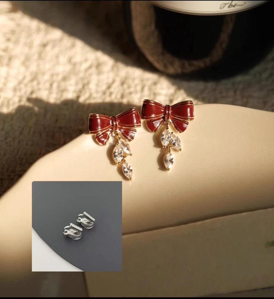 Women's 2023 Trendy Bow Zirconia Dangle Stud Earrings - Light Luxury Niche Design