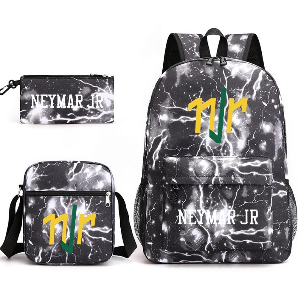 Neymar Schooltas Ster Neymar Met Omringende Bedrukte Rugzak Voor Jongens En Meisjes Campus Drie-Delige Schooltas three-piece set