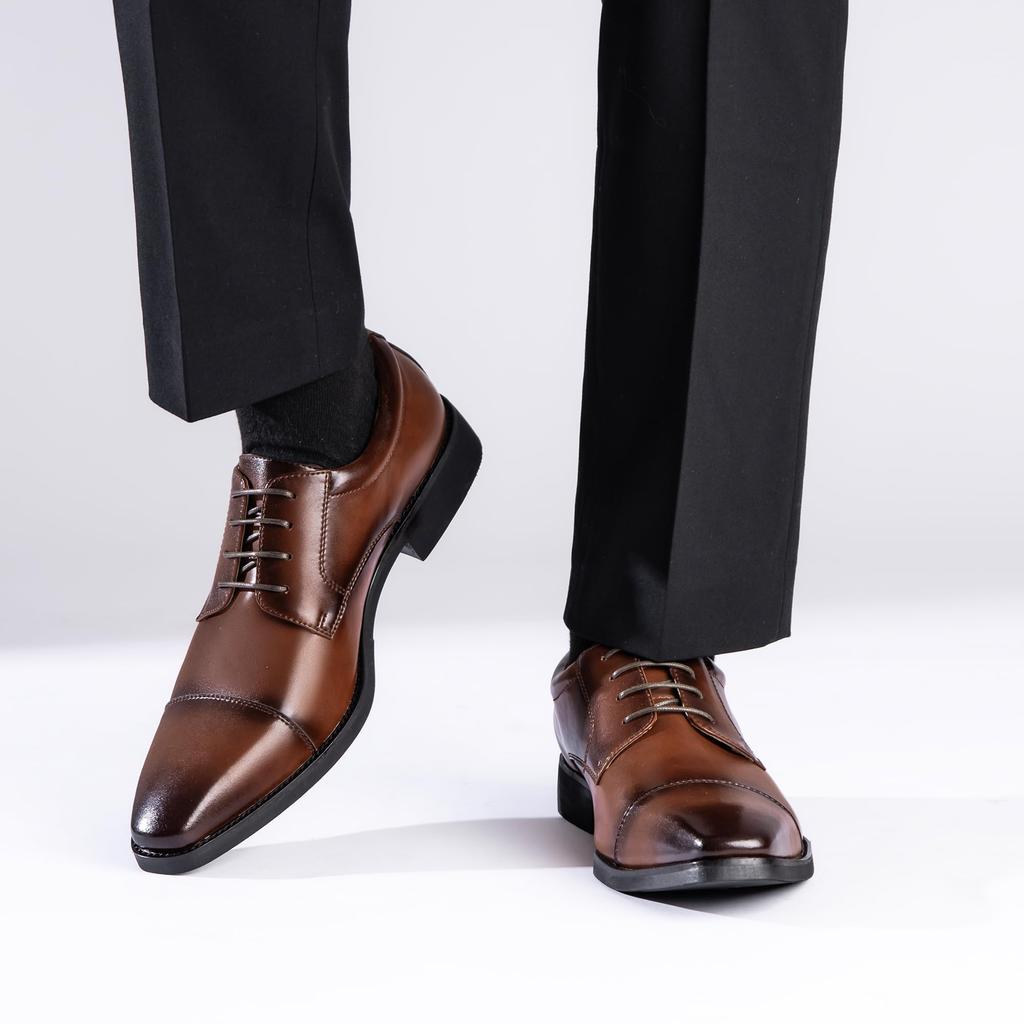 Foxlike Business Comfortable Leather Shoes for Genuine Leather with Comfortable Breathable Premium Size Men's Shoes, Running, Wingtip, Walking,