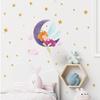 Goodnight Moon Girl with Stars and Clouds Wall Sticker Self-Adhesive Removable for Kids Room Nursery Home Decor