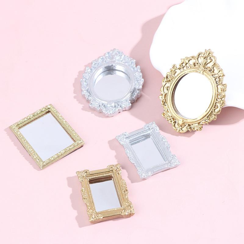 Furniture Miniature Mirror Mirror Doll Wall Room 1/12 Dollhouse House Mirror Miniature Frame Accessories