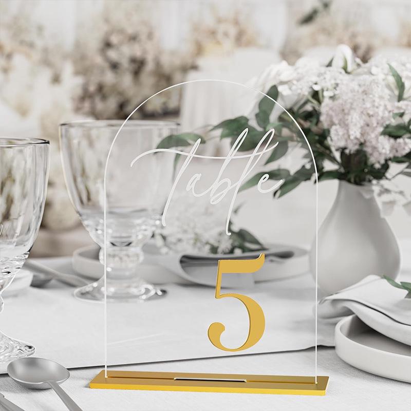 Luxury 3D Acrylic Wedding Table Number Cards - Elegant Arch Design for Banquet Seating