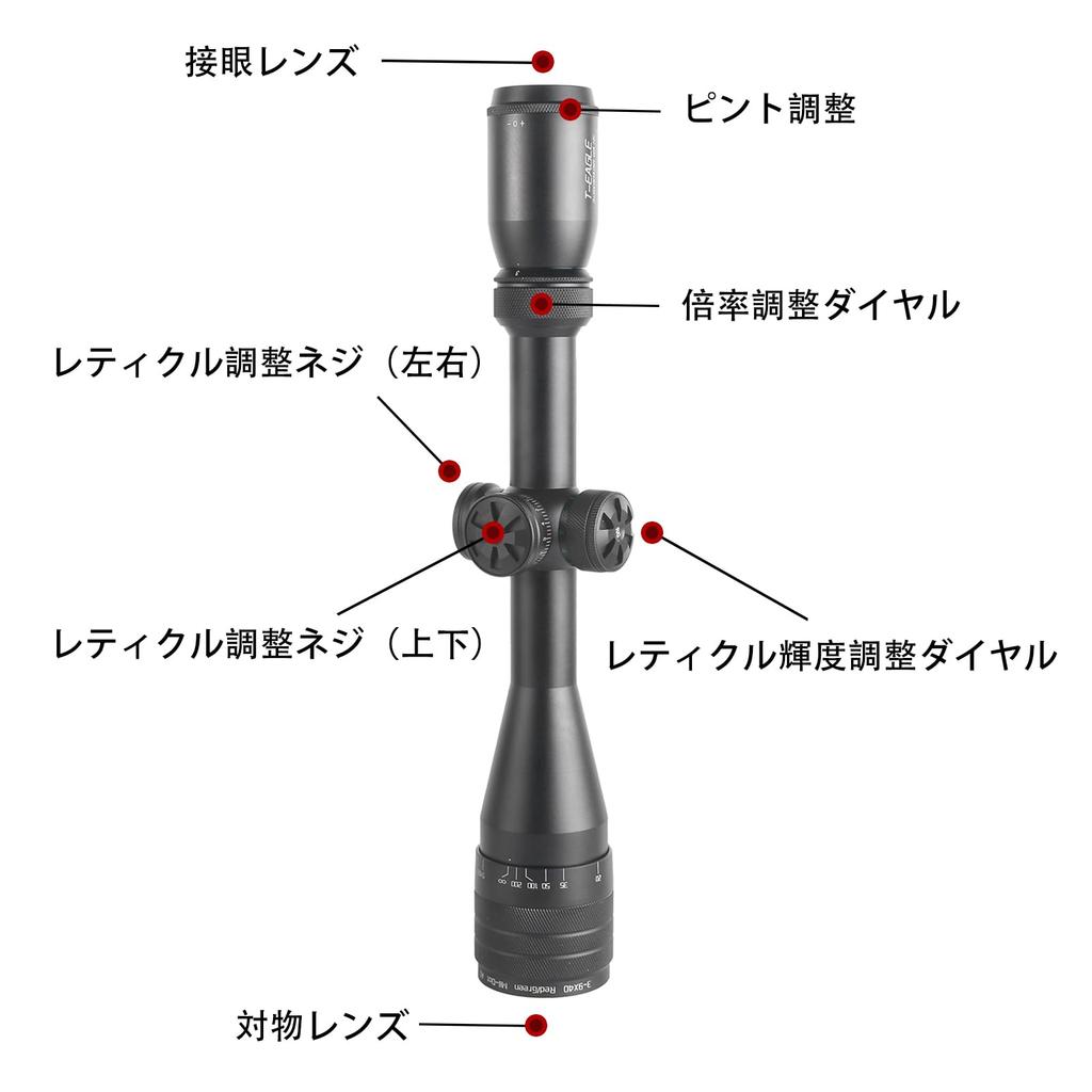 T-EAGLE Mil Dot 3-9x40 AOIR Rifle Scope with Variable Zoom, Airsoft Compatible, Includes 20mm High Mount Ring