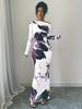 2026 One-Shoulder White Floral Slim-Fit Maxi Dress for Women