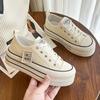 Platform canvas shoes women's spring and summer new small height-increasing lace-up low-top board shoes