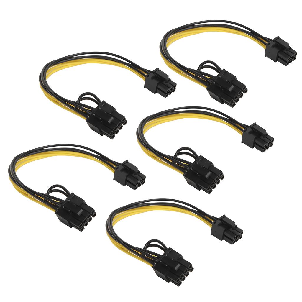 5pcs 6pin Female to 8pin Female (6pin 2pin) Power Cable Graphics Card Adapter Cable Cord