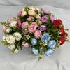 30cm Rose Pink Silk Peony Artificial Flowers Bouquet 5 Big Head and 4 Bud Cheap Fake Flowers for Home Wedding Decoration Indoor