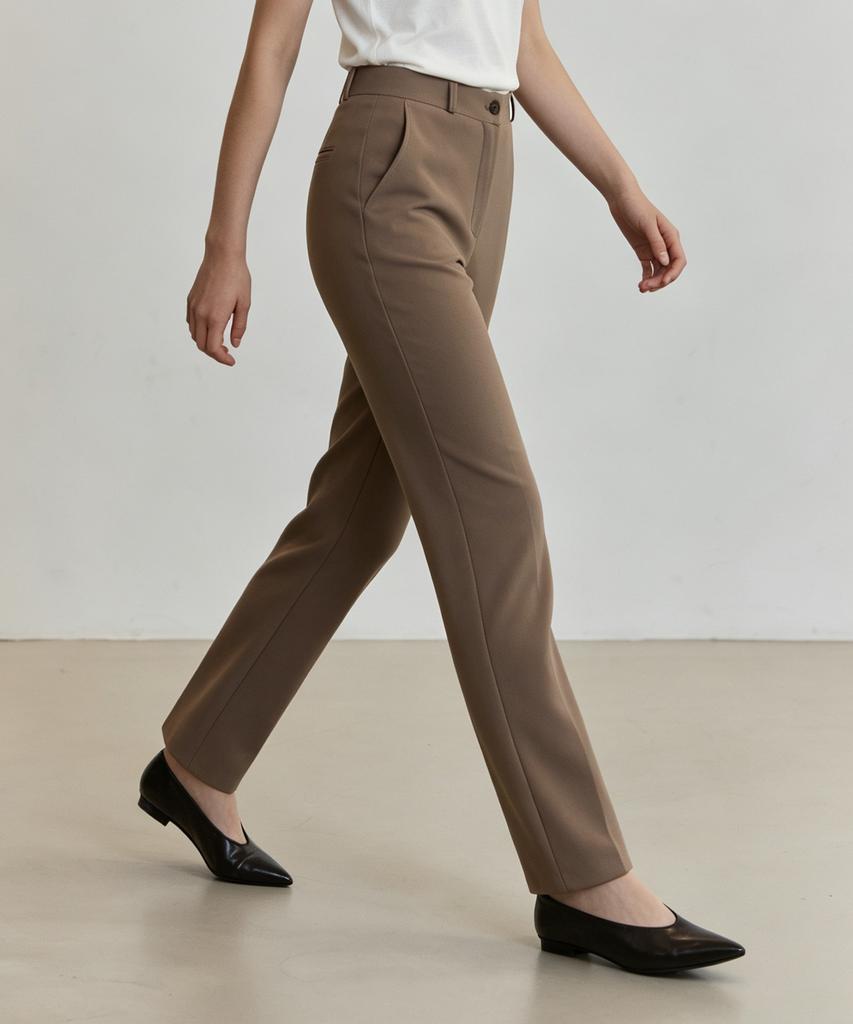 NON AND NON [Individuelle Länge] Basic Stretch Gerade Hosen_Nfsl6528 (Kakao)