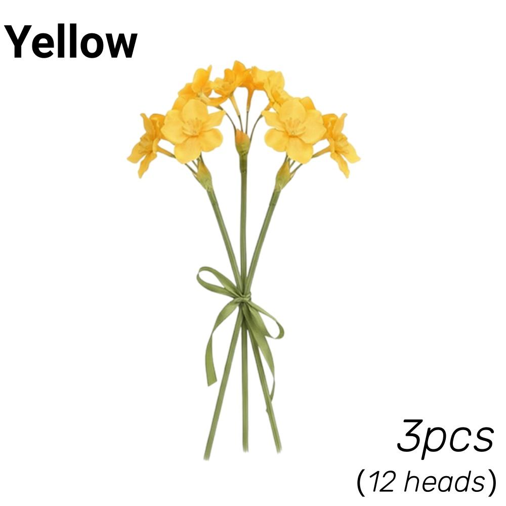 3/9pcs Narcissus Artificial Flowers Fake Bouquet Tabletop Ornaments Realistic Plastic Daffodil for Home Office Indoor Decor Gift