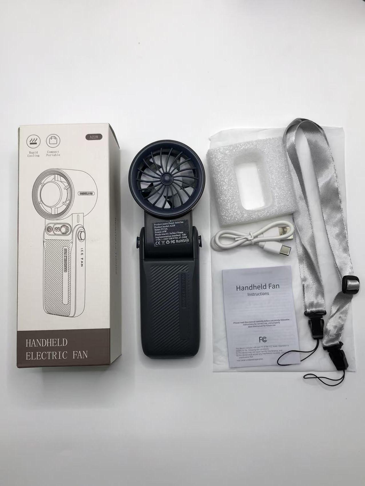 Handheld Mini Fan, Foldable Portable Desktop Outdoor Neck-Sling USB Charging Fan