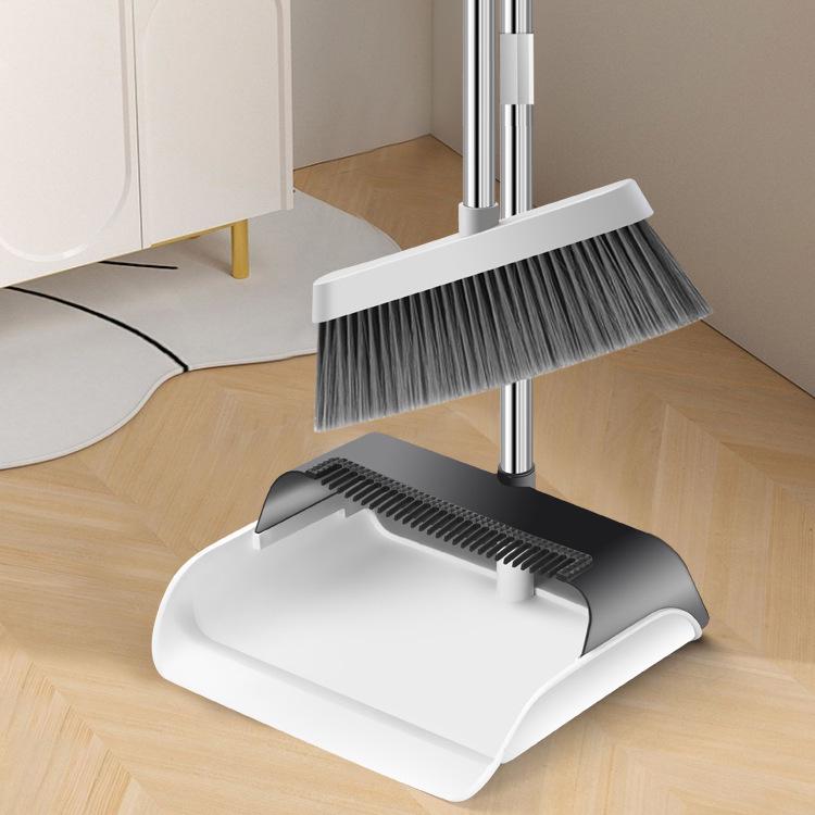 Household Broom & Dustpan Set: Soft Bristle, Dual-Use Design with Scraping Teeth for Wet/Dry Cleaning