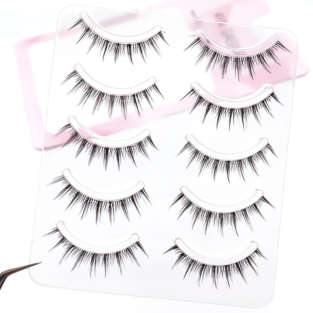 5 Pairs Realistic Curl False Eyelashes Soft Non Irritation Fluffy Eyeslashes for Daily Working or Stage Makeup