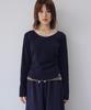 Ohesio Basic Ribbed V-Neck Long Sleeve, Navy