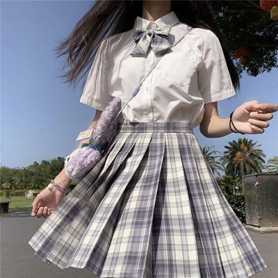 3Pcs (Skirt+Bow Tie+Shirt) Women Anime School Uniform Set Summer JK Short Shirt Jacket with Skirts Suit XS-XXL