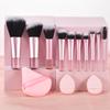 10 Pink Mini Makeup Brush Travel Portable Makeup Tool Makeup Puff - Palm Brush Professional Makeup Tool Set