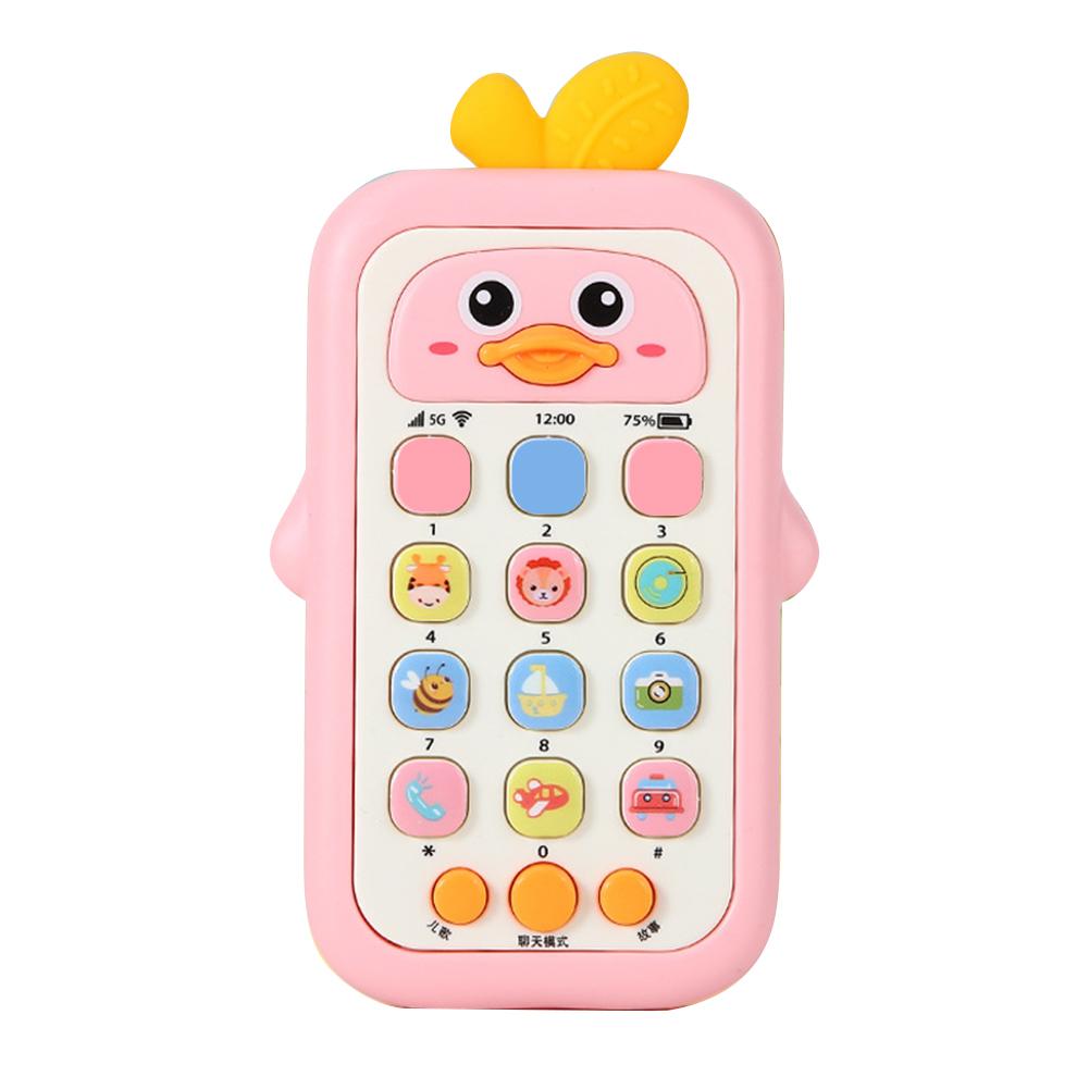 

Креативный мультяшный утенок, имитация музыкального телефона, игрушки, китайско-английские игрушки для сна с прорезывателем, мобильные телефоны, подарки для обучения малышей розовый