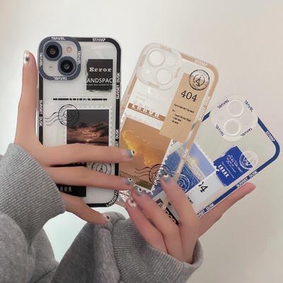 Estación de América del Norte Sello Ilustrado Funda Transparente Suave para iPhone 16 Pro Max/17 con Ajuste Preciso