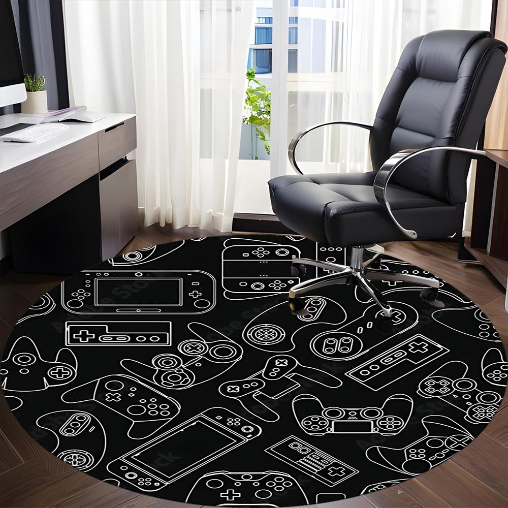 1pc Gaming Controllers Office Round Area Rug, Under Office Chairs Bedroom Living Room Home Decor, Room Deco