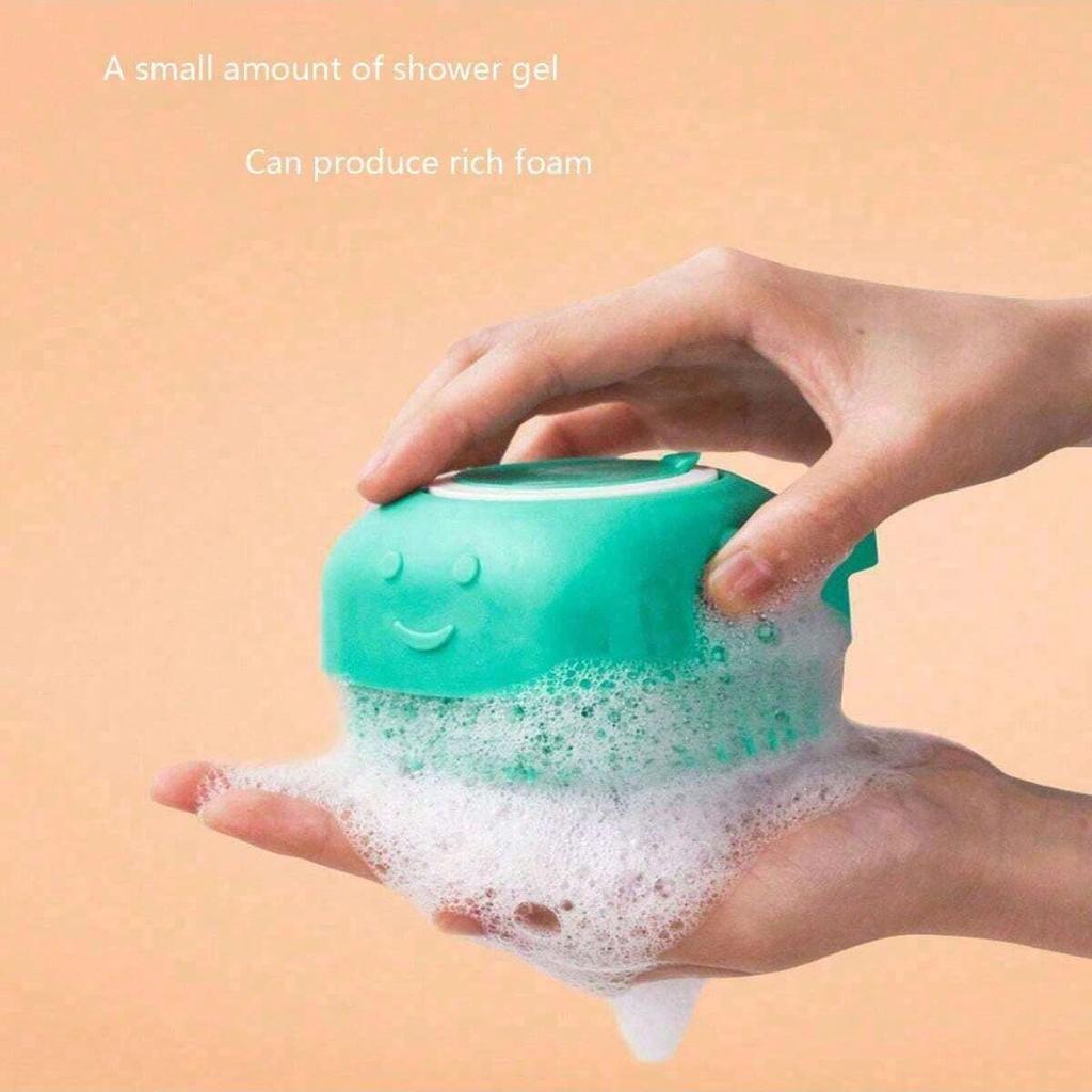 1pc Summer Pet Bath Brush, Silicone Massage Rubber Grooming Tool with Shampoo Storage for Dogs and Cats