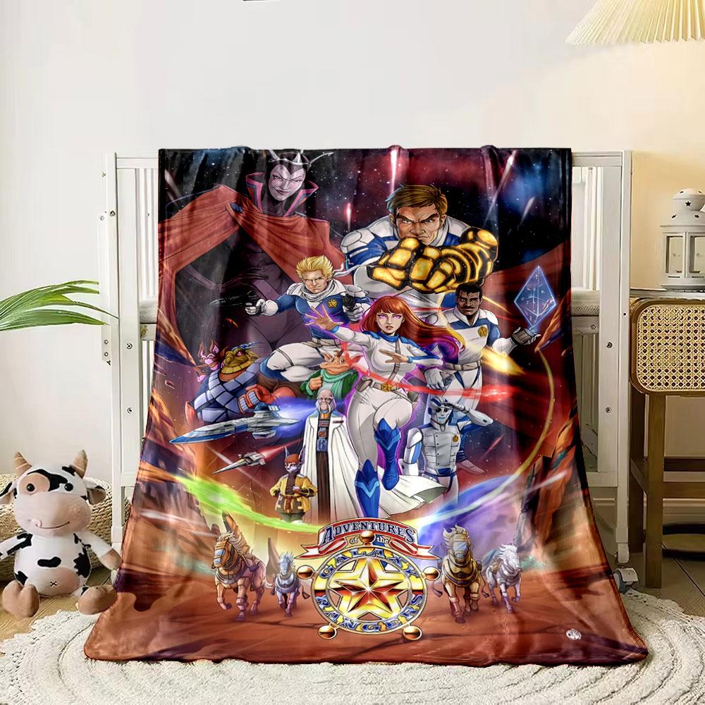 A futuristic, space-themed team of heroes and alien characters in action. for all seasons blanket lunch break throw gift 80cm x 120cm