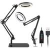 10X Magnifying Glass Lamp Ultra Long 3-Section Swing Arm with Light and Stand, Desk Lamp 5 Color Modes LED Super Bright Daylight