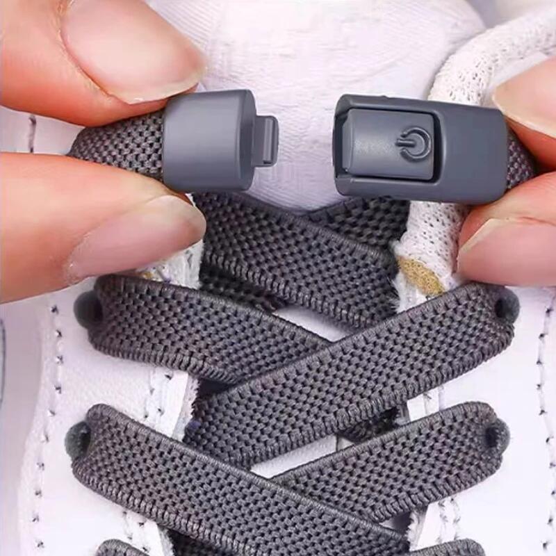 2PCS New Without Ties Elastic Laces No Tie Shoe Laces Press Lock Shoelaces Sneaker 8MM Widened Flat Shoelace for Shoes