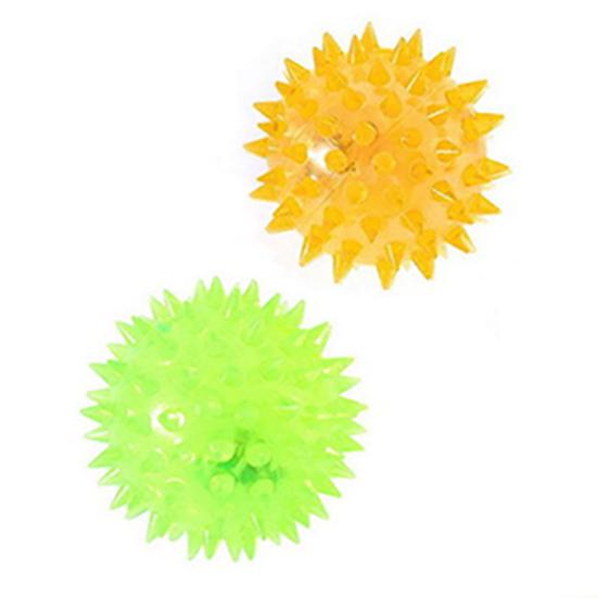 Bouncing Light-Up Ball Spiky Rubber Sensory Toy with Flashing Colors Cat Dog Chewing Toy Teeth Cleaning Thorn Balls
