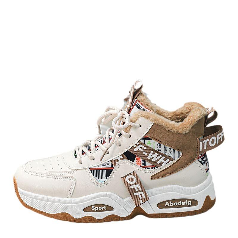 Men'S Winter Fleece Warm Snow Boots For Man High Top Thick Bottom Non-Slip Casual Sneakers Outdoor Male Platform Cotton Shoes
