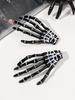 2Pcs Halloween Skeleton Hands Bone Hair Clips Claws Skull ,Gothic Punk Rock Hair Accessories for Women Girls Devil Party