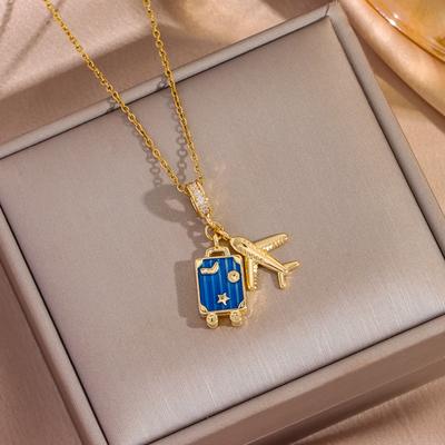 Neue Vergoldete Flugzeug Anhänger Halsketten Für Frauen Trend Weiblich Tägliches Tragen Edelstahl Halskette Schmuck Mädchen Geschenk