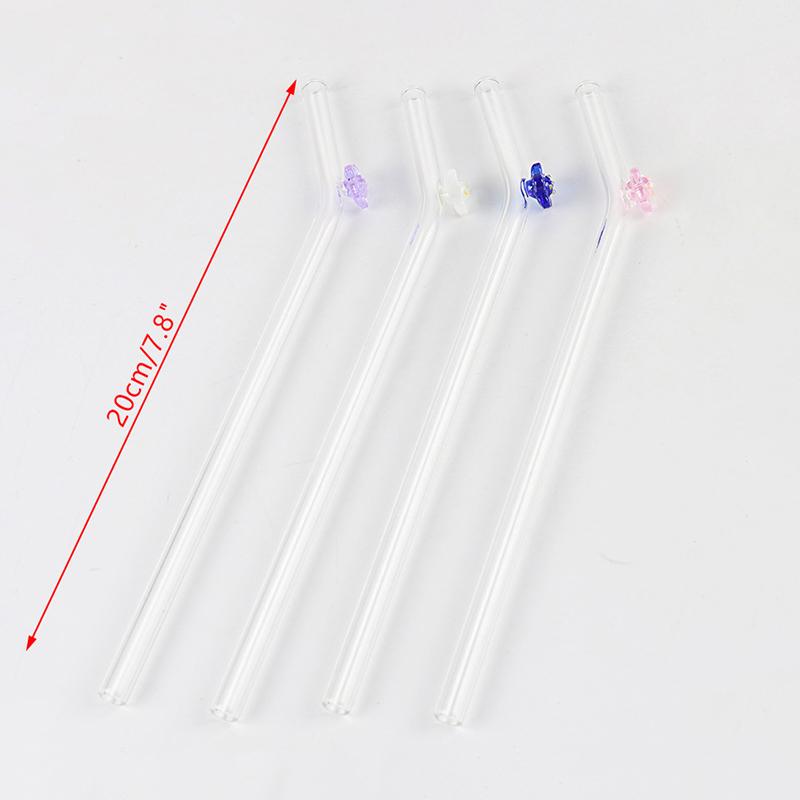Flower Glass Straw Reusable Drinking Straws Cute Straw For Festival Party Wedding Cocktail Bar Beachs