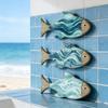 3 Pcs Wooden Fish Wall Decor Nautical Coastal Theme Wall Art Vintage Beach Blue Fish Wall Sculpture for Lake House Bathroom Bedroom Decor