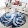 Aquarell-Oktopus,Runder Teppich,Teppich für Wohnzimmer Schlafzimmer Sofa Spielzimmer Dekor,Rutschfeste Fußmatte