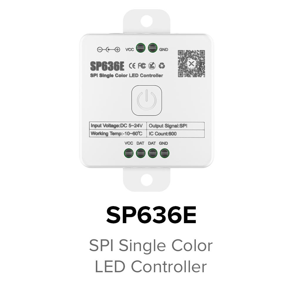 SP630E All In One LED Controller 5CH PWM SPI Pixels LED Light Strip WS2812B WS2811 SK6812 FCOB 5050 RGB RGBW CCT Music BT 5V-24V
