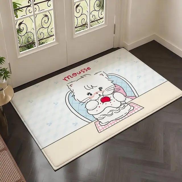 Cute Cartoon Bear Bunny Cat Rectangle Carpet Kawaii Animal Kids Room Home Decor Mat Non Slip Floor Rug Entryway Doormat