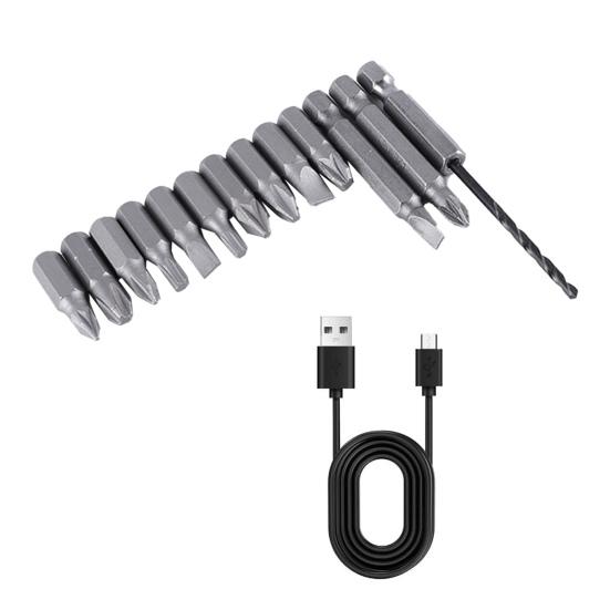 Cordless Electric Screwdriver Set Rechargeable Mini Power Tool Kit with 12 Bits Manual Electric Hybrid Mode Twist Unscrew Tool