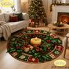 Round Christmas Rug Snowman for Under the Christmas Tree Non Slip Carpet Living Room Bedroom Washable Festive Home Decor