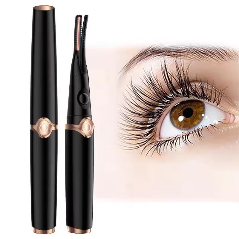 Mini USB Rechargeable Electric Eyelash Curler, a Portable Heating Makeup Tool for Women, Made of Durable Plastic