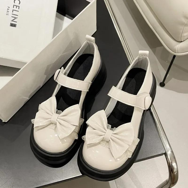 2024 Nouvelle Mode Vente Chaude Chaussures pour Femmes à Bout Rond Décorées d'un Nœud Talon Épais Confortable Couleur Unie Chaussures pour Femmes Zapatos