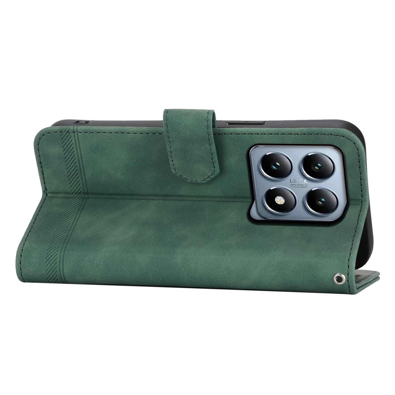 

For Xiaomi 14T Pro Leather Case Lines Imprint Wallet Phone Cover Blue