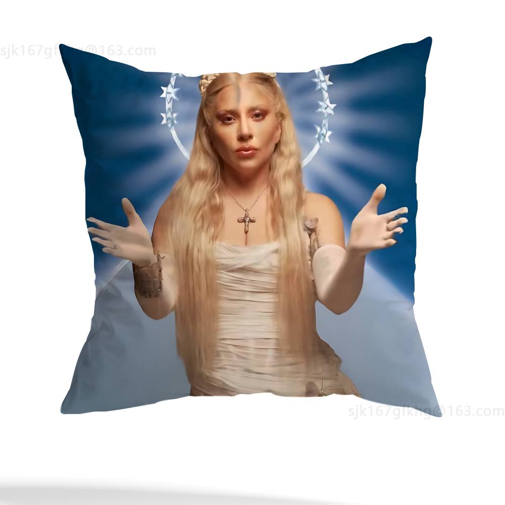 Singer L-Lady Gaga Pillow Case Anti-dustmite Pillowcase Invisible zipper silky short plush Sofa cushion cover