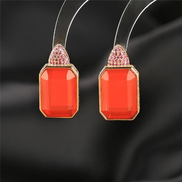 

Европейские и американские модные квадратные серьги-гвоздики с кубическим цирконием, женские ювелирные изделия класса люкс, темпераментные свадебные серьги-гвоздики