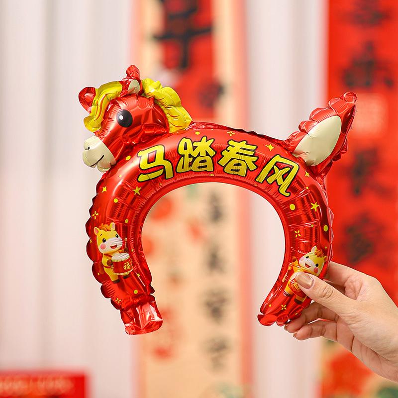 10Pcs 2026 Year Of The Horse Balloon Hair Cards Headwear New Year Party Hair Accessories Cross Year Celebration Decor Supplies