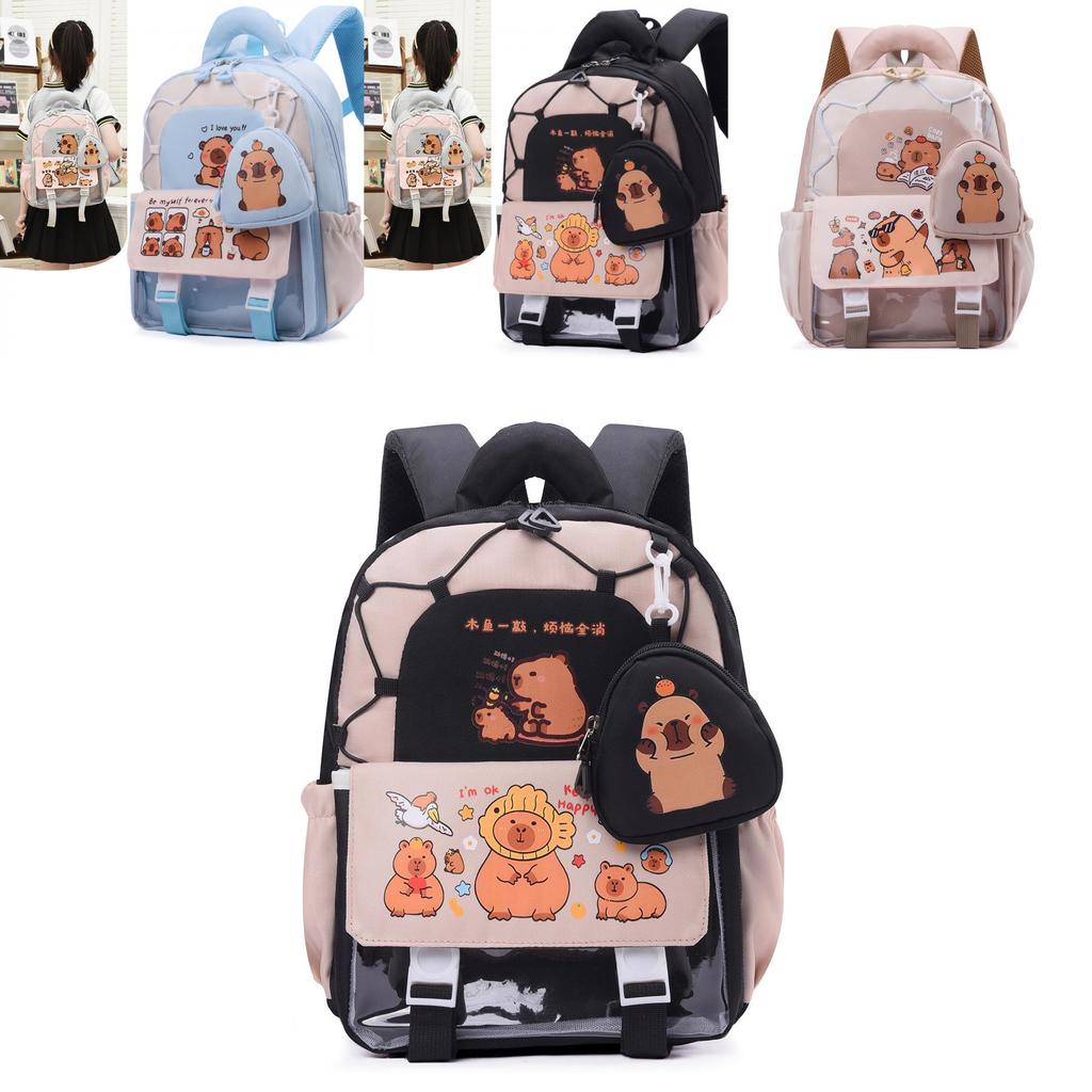 Kids School Backpack With Fun Cartoon Capybara And Load Reducing Features For Childrens Daycare
