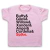 BUFFY THE VAMPIRE SLAYER CHARACTER NAMES LIST SPIKE KIDS CHILDS Boys Baby Children T-shirt
